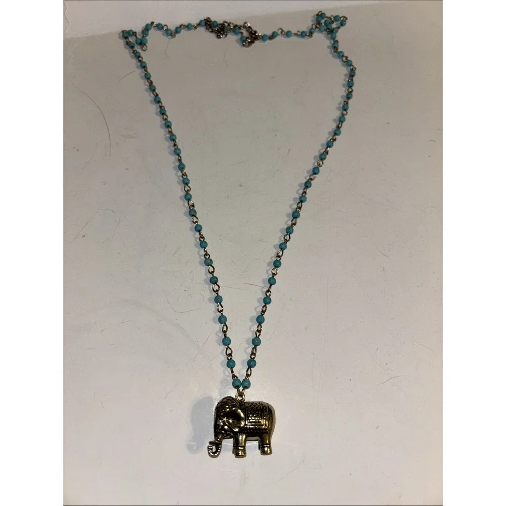 Elephant Charm Silver Pewter Pendant Stainless Steel Chain Necklace 18
